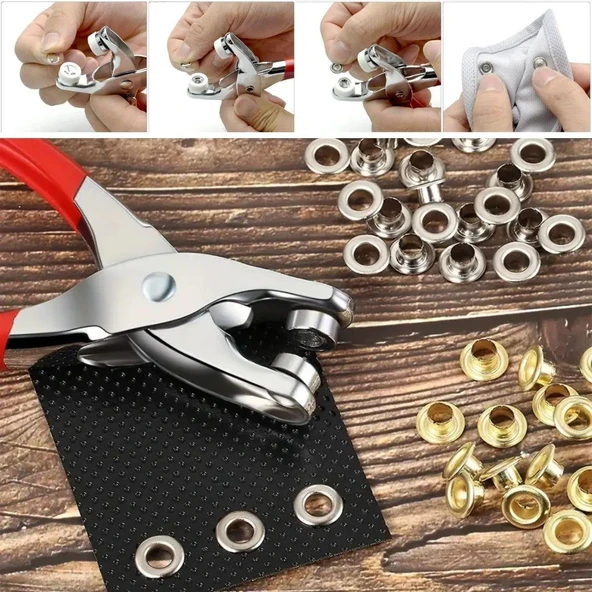 Metal 200 pcs Çıtçıt ve Pense Seti Makinesi  Bebek Elbise Çıtçıt Montaj Seti - 4