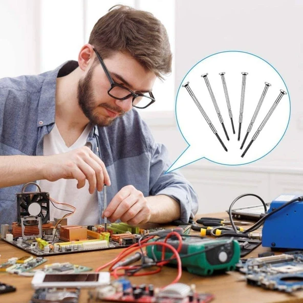 6 Parça Mini Saatçi ve Telefoncu Onarım Tornavida Seti Hassas Tornavida Seti - 3