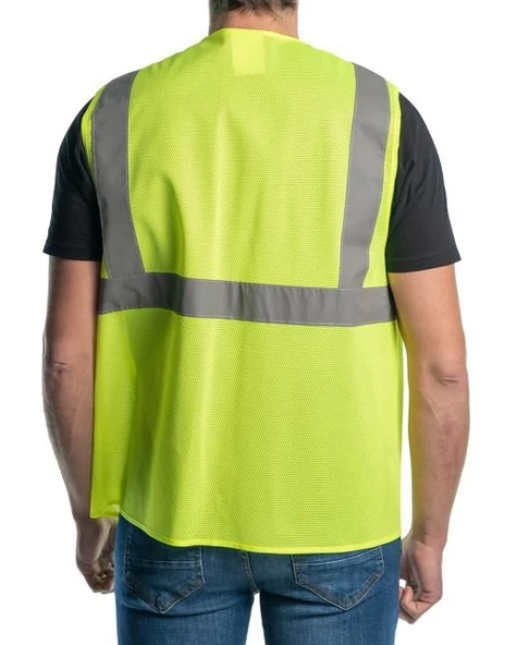 Fileli Cepli Reflektörlü İkaz Yeleği - Mühendis ( XL beden) - Sarı - Resim 4