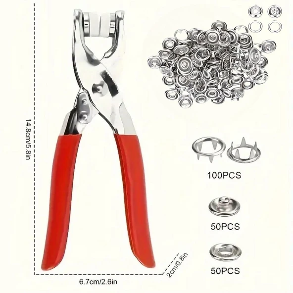 Metal 200 pcs Çıtçıt ve Pense Seti Makinesi  Bebek Elbise Çıtçıt Montaj Seti - 5