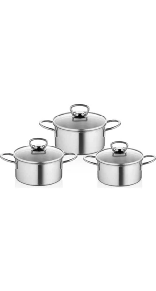 BY Kardelen 6 Parça Mini Tencere Seti - İnox - BYG1000 - 1