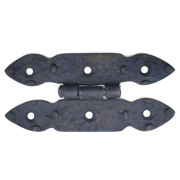 Antika Tarz Dekoratif Pirinç Düğmeli Menteşe - 117x57 mm, Oksit TdrTR