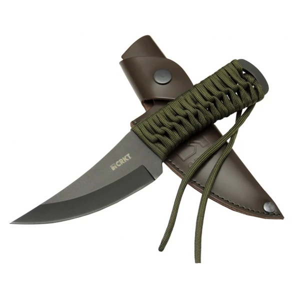Crkt Scrub Fixed 2712 BK Siyah Kamp / Outdoor Bıçak 22,5cm - İpli Sap, Deri Kılıflı TdrTR