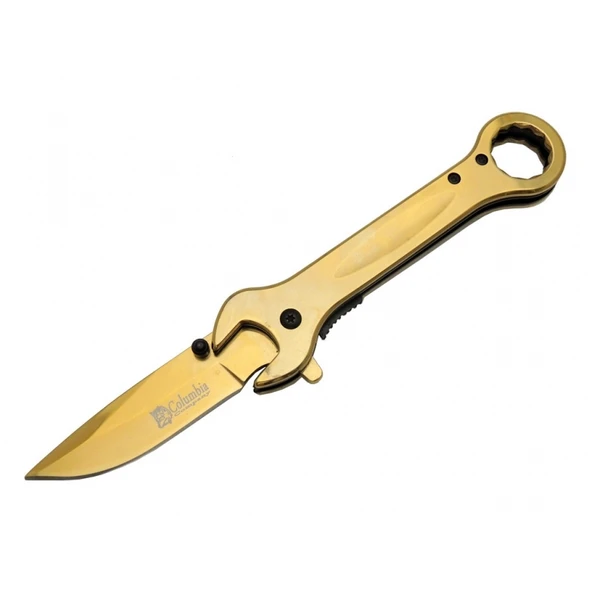 8000C Anahtar Görünümlü Gold Kamp Çakı 19 cm - Otomatik, Metal Sap TdrTR