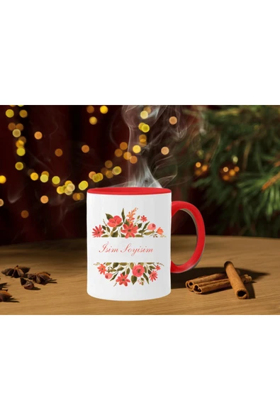 ALPŞAN TİCARET  İsme Özel Baskılı Kupa Isim Baş Harfi Kişiselleştirilebilir Çiçekli Özel Kupa Bardak - Resim 2