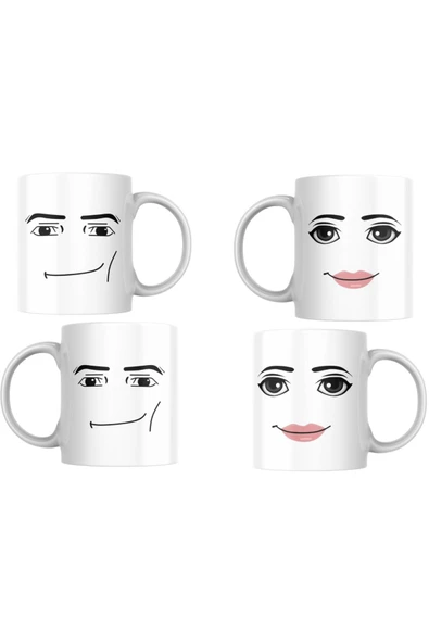 ALPŞAN TİCARET  Roblox Man Face Yüz Temalı Kupa  Roblox Çift/Sevgili/Arkadaş Kupaları 2'li Kupa Bardak - Resim 5