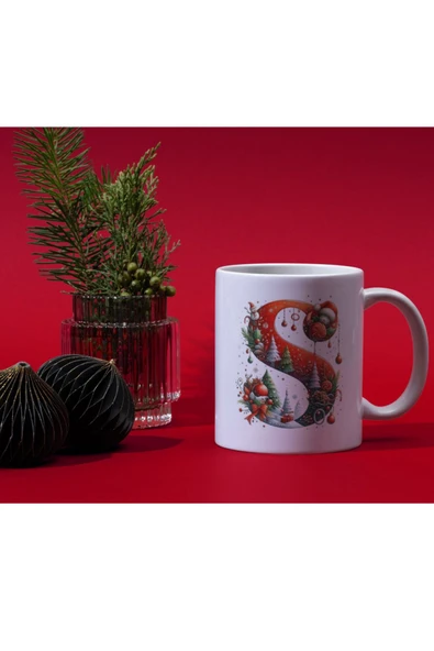 ALPŞAN TİCARET  Yılbaşı Temalı S Harfli Kupa Bardak Yeni Yıl Konseptli Kişiye Özel İsme Özel Kupa ürün görseli