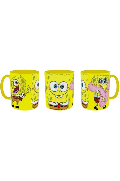 ALPŞAN TİCARET  Sünger Bob Kupa Bardak Süngerbob Kupa İçi ve Kulbu Sarı - Resim 3