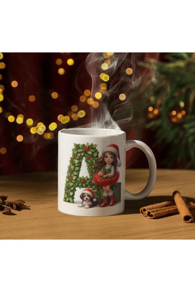 ALPŞAN TİCARET  Yılbaşı Temalı A Harfi Kupa Bardak Hediyelik Yılbaşı Kupa Noel Kupa ürün görseli