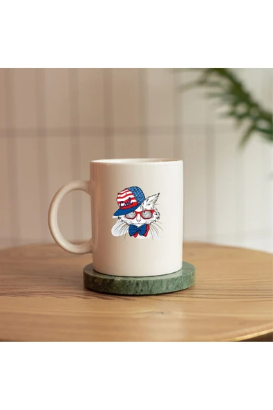 ALPŞAN TİCARET  KEDI FİGÜRLÜ SERAMİK BASKILI KUPA ürün görseli