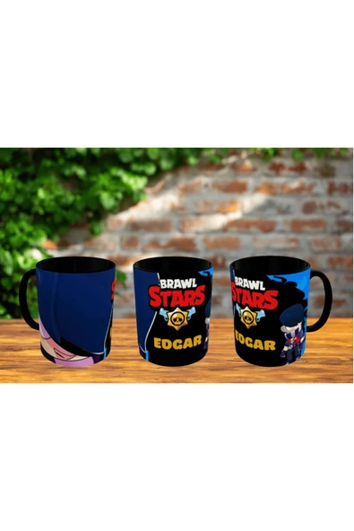 ALPŞAN TİCARET  Brawl Stars Edgar Kupa Bardak İçi ve Kulbu Siyah Kişiselleştirilebilir - Resim 2