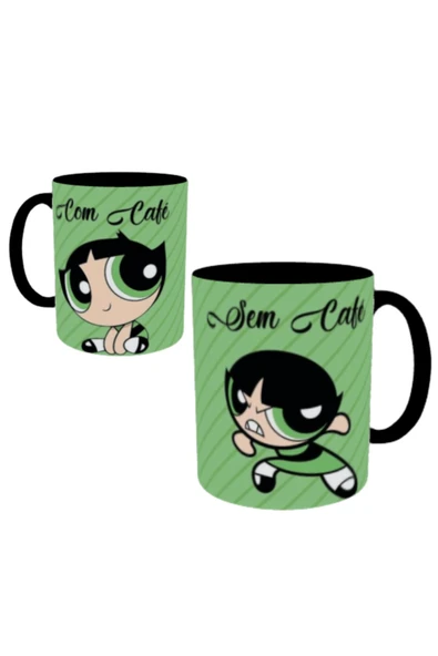 ALPŞAN TİCARET  Powerpuff Girls Buttercup Baskılı Kupa Bardak İçi ve Kulbu Siyah ürün görseli