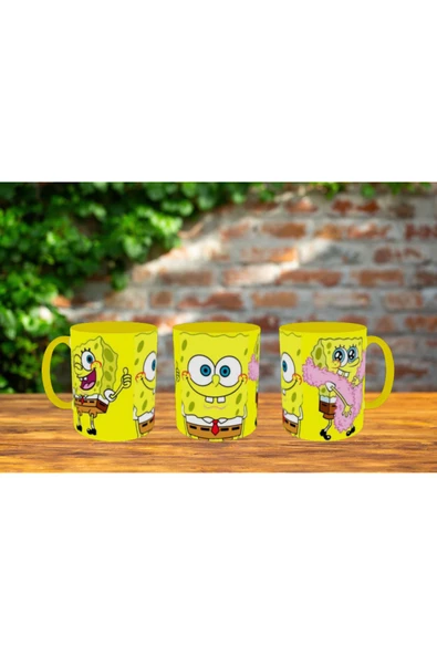 ALPŞAN TİCARET  Sünger Bob Kupa Bardak Süngerbob Kupa İçi ve Kulbu Sarı ürün görseli