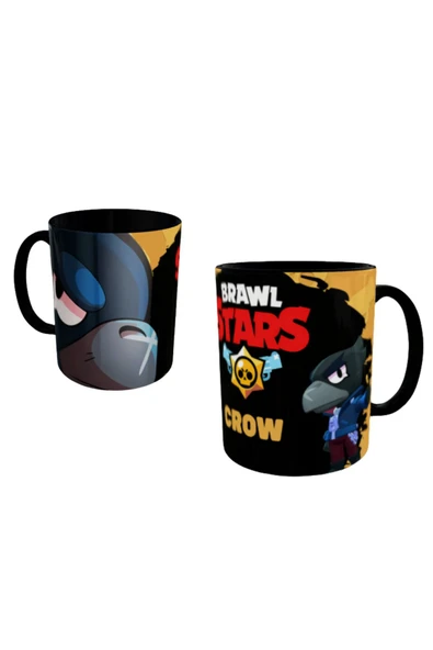 ALPŞAN TİCARET  Brawl Stars Crow Kupa Bardak İçi ve Kulbu Siyah Kişiselleştirilebilir ürün görseli