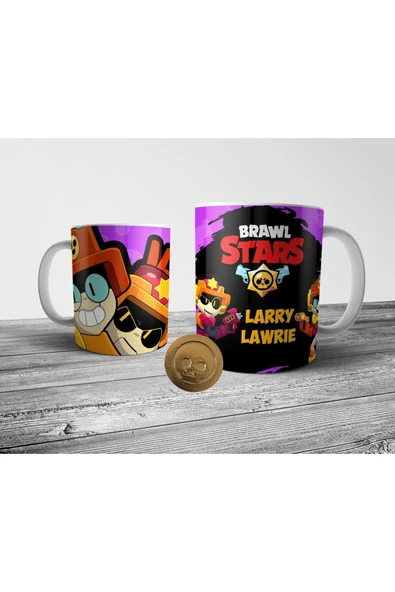 ALPŞAN TİCARET  Brawl Stars Larry Lawrie Kupa Bardak Model 2 Ve Altın Coin Figür Seti - 2
