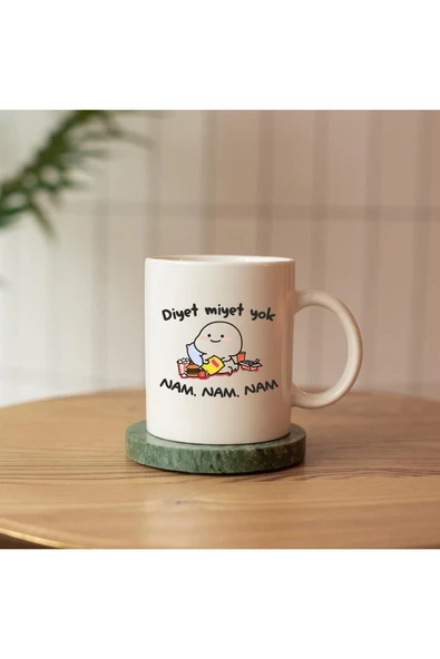 ALPŞAN TİCARET  DİYET MİYET YOK HEDİYELİK YAZILI BASKILI KUPA ürün görseli