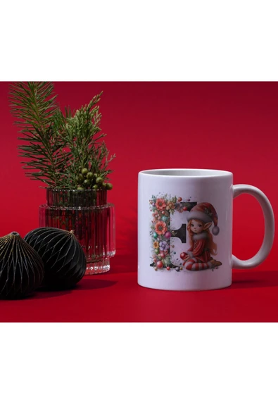 ALPŞAN TİCARET  Yılbaşı Temalı F Harfli Kupa Bardak Yeni Yıl Konseptli Kişiye Özel İsme Özel Kupa ürün görseli