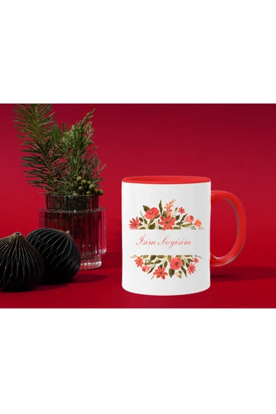 ALPŞAN TİCARET  İsme Özel Baskılı Kupa Isim Baş Harfi Kişiselleştirilebilir Çiçekli Özel Kupa Bardak - Resim 4