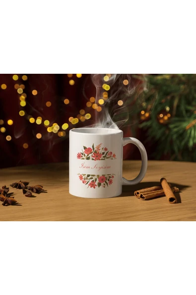 ALPŞAN TİCARET  İsme Özel Baskılı Kupa Isim Baş Harfi Kişiselleştirilebilir Çiçekli Özel Kupa Bardak - Resim 3