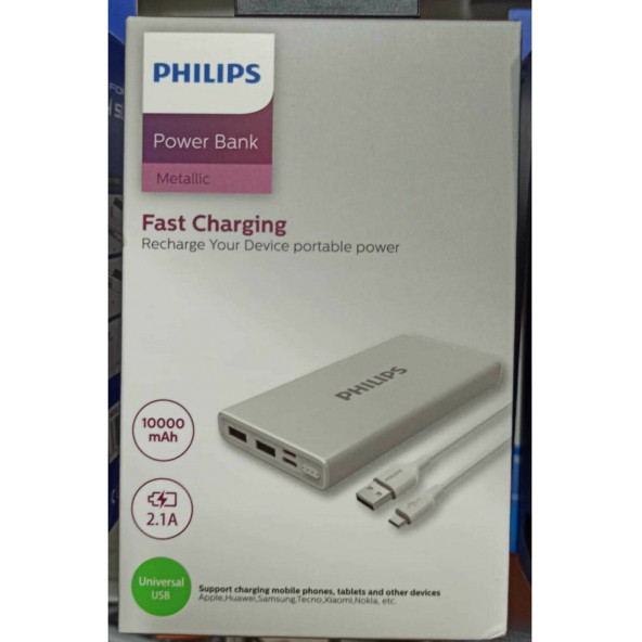 Philips DLP1510CB 10000Mah 2.1A Taşınabilir Şarj Cihazı Powerbank