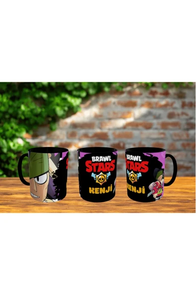 ALPŞAN TİCARET  Brawl Stars Kenji Kupa Bardak İçi ve Kulbu Siyah Kişiselleştirilebilir - Resim 2