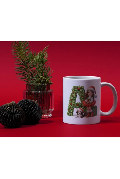 ALPŞAN TİCARET  Yılbaşı Temalı A Harfi Kupa Bardak Hediyelik Yılbaşı Kupa Noel Kupa - Resim 2