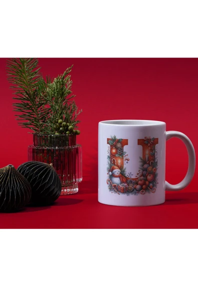 ALPŞAN TİCARET  Yılbaşı Temalı U Harfli Kupa Bardak Yeni Yıl Konseptli Kişiye Özel İsme Özel Kupa ürün görseli