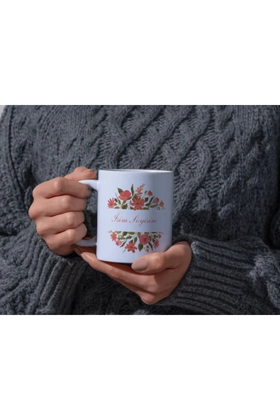 ALPŞAN TİCARET  İsme Özel Baskılı Kupa Isim Baş Harfi Kişiselleştirilebilir Çiçekli Özel Kupa Bardak - Resim 2