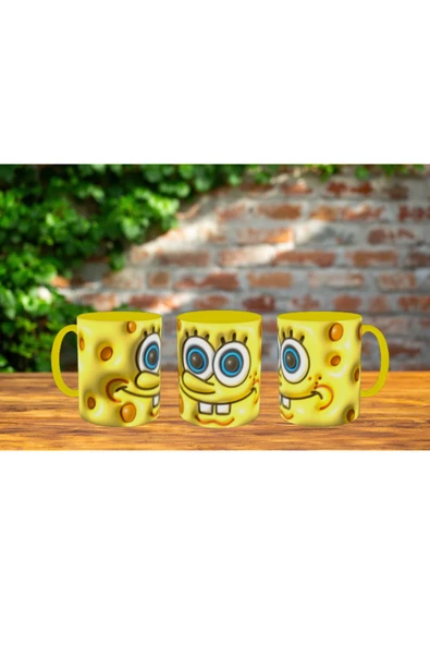 ALPŞAN TİCARET  Sünger Bob Kupa Bardak Süngerbob Kupa İçi ve Kulbu Sarı - Resim 2