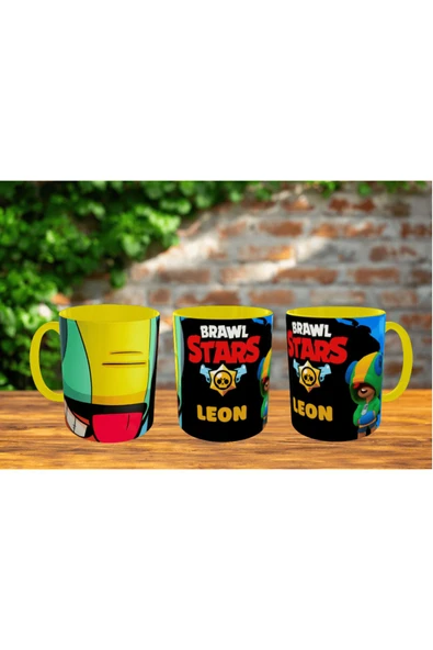 ALPŞAN TİCARET  Brawl Stars Leon Kupa Bardak İçi ve Kulbu Sarı Kişiselleştirilebilir - Resim 2