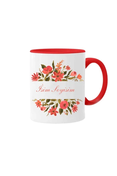 ALPŞAN TİCARET  İsme Özel Baskılı Kupa Isim Baş Harfi Kişiselleştirilebilir Çiçekli Özel Kupa Bardak ürün görseli