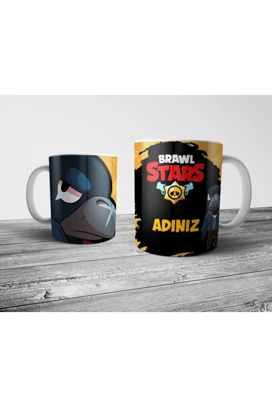 ALPŞAN TİCARET  Brawl Stars Crow Kişiye Özel Isimli Kupa Bardak Ve Altın Coin Figür Seti - 2