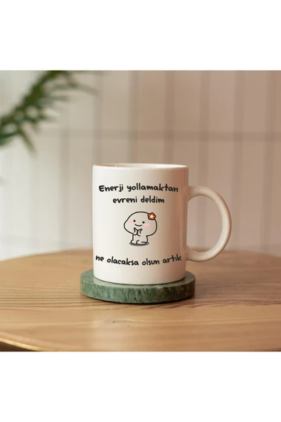 ALPŞAN TİCARET  ENERJİ YOLLAMADKTAN EVRENİ DELDİM YAZILI HEDİYELİK BASKILI KUPA ürün görseli