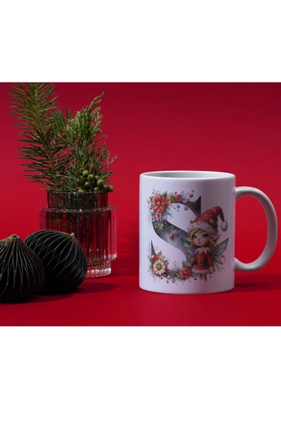 ALPŞAN TİCARET  Yılbaşı Temalı S Harfli Kupa Bardak Yeni Yıl Konseptli Kişiye Özel İsme Özel Kupa ürün görseli