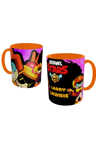 ALPŞAN TİCARET  Brawl Stars Larry ile Lawrıe Kupa Bardak İçi ve Kulbu Turuncu Kişiselleştirilebilir ürün görseli