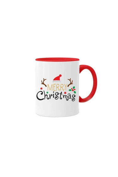 ALPŞAN TİCARET  Yılbaşı Temalı Kırmızı Beyaz Kupa Merry Christmas Kupa Bardak Yeni Yıl Konseptli Özel Kupa