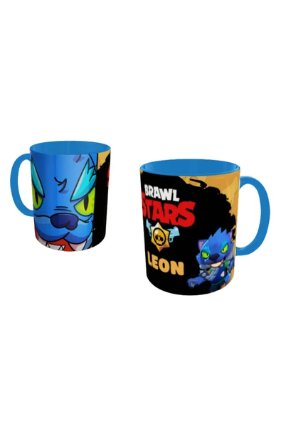 ALPŞAN TİCARET  Brawl Stars Leon Kupa Bardak İçi ve Kulbu Mavi Kişiselleştirilebilir ürün görseli