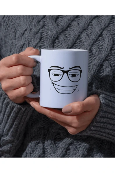 ALPŞAN TİCARET  Roblox Yüz Temalı Bardak Kupa Cup Mug Gözlüklü Roblox Face - 2