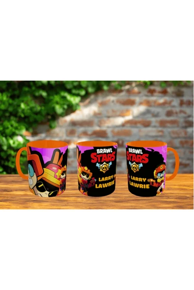 ALPŞAN TİCARET  Brawl Stars Larry ile Lawrıe Kupa Bardak İçi ve Kulbu Turuncu Kişiselleştirilebilir - Resim 2