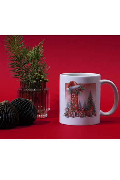 ALPŞAN TİCARET  Yılbaşı Temalı L Harfli Kupa Bardak Yeni Yıl Konseptli Kişiye Özel İsme Özel Kupa ürün görseli