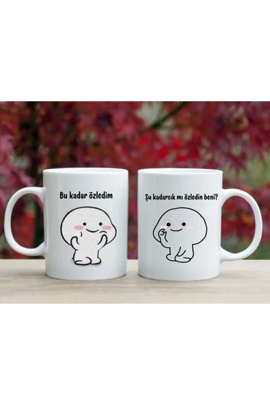 ALPŞAN TİCARET  Sevgili Kupaları Çift Kupaları 2'li Set Tatlı Kupalar Beyaz Kupa - Resim 2