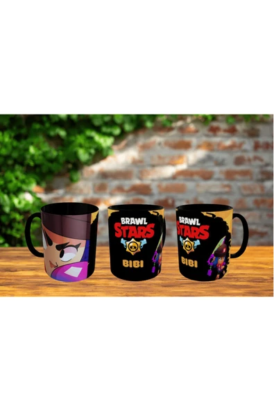 ALPŞAN TİCARET  Brawl Stars Bibi Kupa Bardak İçi ve Kulbu Siyah Kişiselleştirilebilir - Resim 2