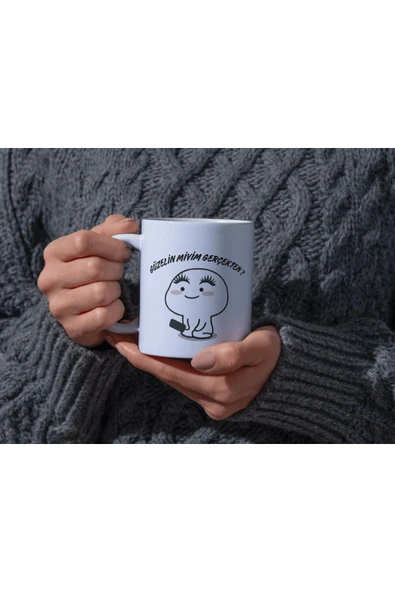 ALPŞAN TİCARET  Güzelin miyim gerçekten Kupa Bardak Sevgiliye Kupalar - Resim 2