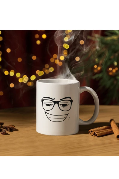 ALPŞAN TİCARET  Roblox Yüz Temalı Bardak Kupa Cup Mug Gözlüklü Roblox Face