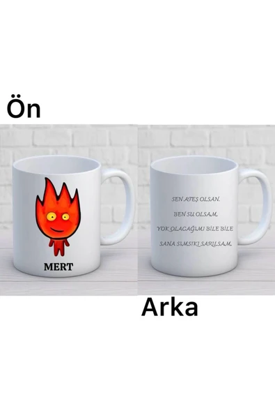 ALPŞAN TİCARET  Ateş Ve Su Kişiye Özel Çift Kupa Bardak - Resim 3