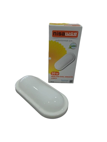 NisaLuce 20W Beyaz Oval Ledli Armatür IP65 6400K