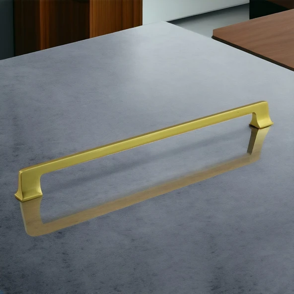 Gediz Mat Gold Altın Kulp 320 mm Metal Mobilya Çekmece Mutfak Dolabı Dolap Kapak Kulpları Kulb Kulpu - Resim 4
