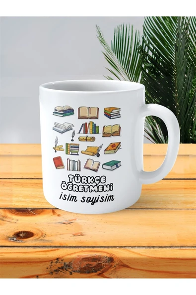 ALPŞAN TİCARET  türkçe öğretmeni baskılı kupa bardak isimli kişiye özel rulo tüy ürün görseli