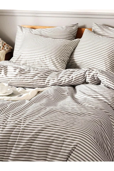 Çizgili Pamuk 2 adet 50x70 cm Yastık Kılıfı - 2