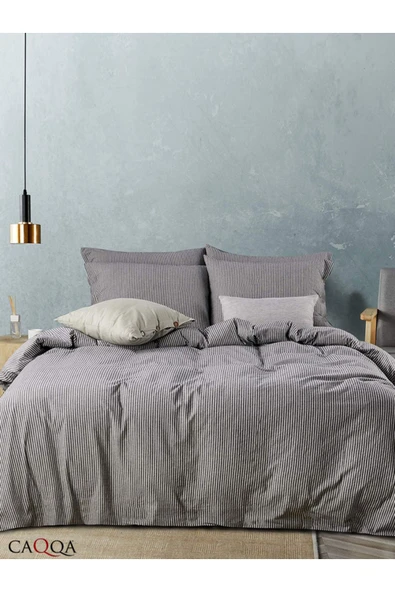 Line Striped Çocuk ve Genç Tek Kişilik Pamuk Lastikli Nevresim Takımı - 2
